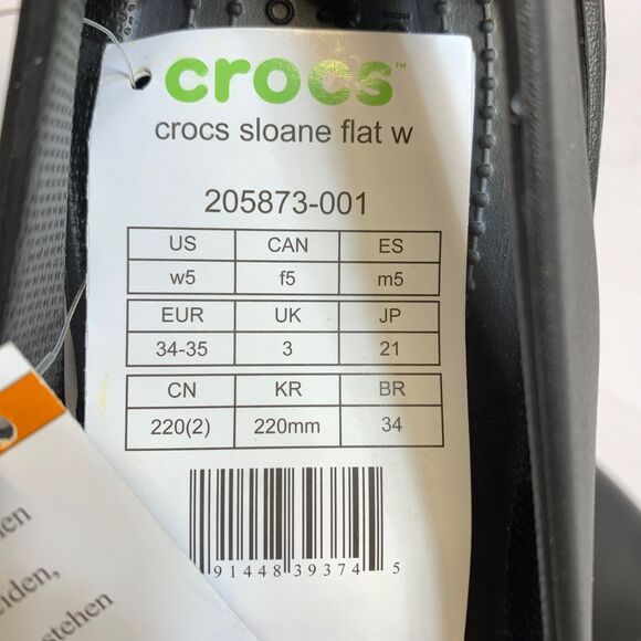 Crocs Sloane Black Ballet Flat Slip On Shoes Womens Size 5 Square Toe - Picture 8 of 9